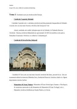 Referat - Marketing turistic - destinații sacre pentru ortodocșii din Europa