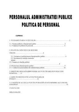 Referat - Personalul administrației publice - politică de personal