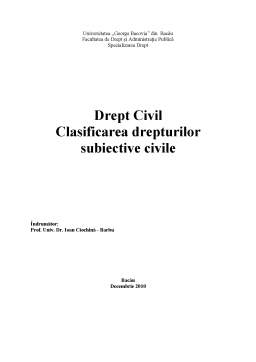 Referat - Clasificarea Drepturilor Subiective Civile