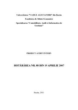 Proiect - Audit intern - hotărârea nr 88 din 19 aprilie 2007