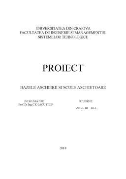 Proiect - Bazele așchierii și scule așchietoare