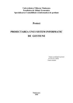 Referat - Proiectarea unui Sistem Informatic de Gestiune