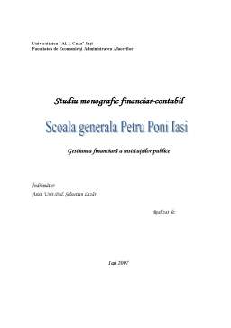 Proiect - Studiu monografic financiar-contabil la Scoala Generală Petru Poni Iași