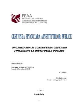 Proiect - Organizarea și conducerea gestiunii financiare la instituțiile publice la Scoala cu Clasele I-VIII, Țibucani