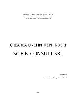 Proiect - Crearea unei întreprinderi - SC Fin Consult SRL