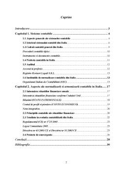 Proiect - Asemanari si Diferente intre Sistemul Contabil din Italia si Referentialul International Contabil - Proiecte de Convergenta