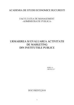 Proiect - Urmărirea și evaluarea activității de marketing din instituțiile publice