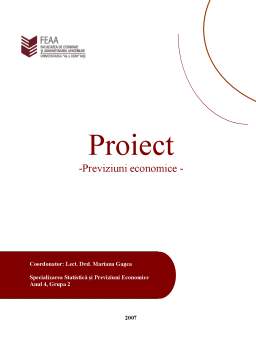 Proiect - Previziuni Economice