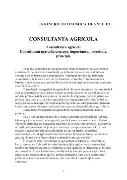 Referat - Consultanța agricolă - concept, importanță, necesitate și principii