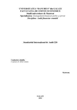 Referat - Standardul Internațional de Audit 220