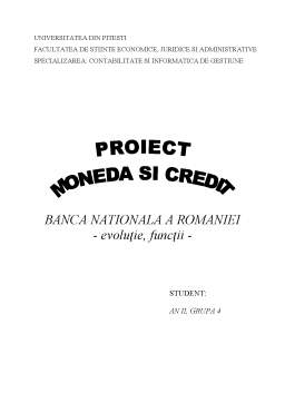 Proiect - Evoluția Băncii Naționale a României