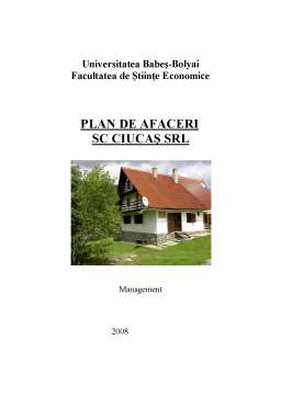 Proiect - Plan de Afaceri SC Ciucaș SRL