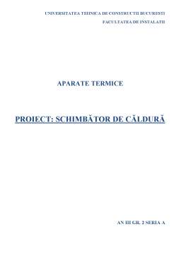 Proiect - Aparate Termice - Schimbator de Caldura