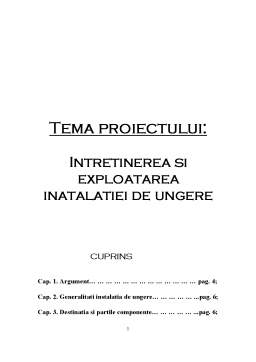 Proiect - Întreținerea și exploatarea instalației de ungere