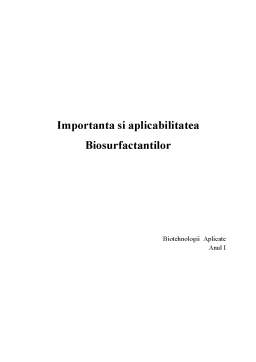 Referat - Importanța și aplicabilitatea biosurfactanților