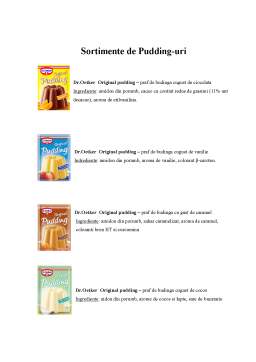 Referat - Studiu comparativ privind aditivii și ingredientele din diferite tipuri de puddinguri