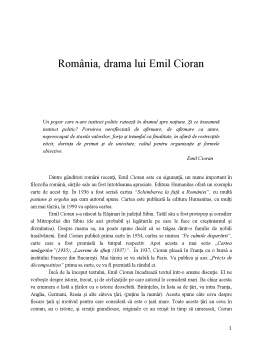 Referat - România - drama lui Emil Cioran