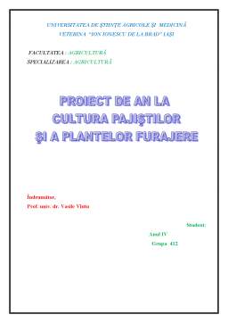 Proiect - Cultura Pajiștilor și a Plantelor Furajere