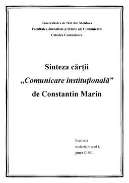 Referat - Sintaza cărții - Comunicare instituțională, de Constantin Marin