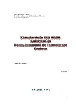 Licență - Standardele ISO 9000 aplicate la Regia Autonomă de Termoficare Craiova