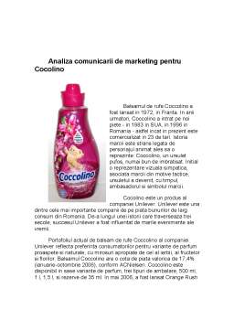 Proiect - Analiza comparativă a comunicării de marketing pentru balsam de rufe Silan și Cocolino