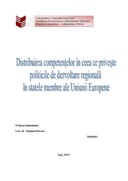Proiect - Distribuirea competențelor în ceea ce privește politica de dezvoltare regională în UE