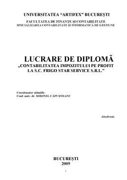 Licență - Contabilitatea Impozitului pe Profit la SC Frigo Star Service SRL