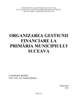 Proiect - Organizarea Gestiunii Financiare la Primăria Municipiului Suceava
