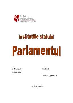 Proiect - Instituțiile statului - Parlamentul