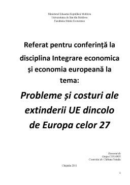 Proiect - Probleme și Costuri ale Extinderii Uniunii Europene