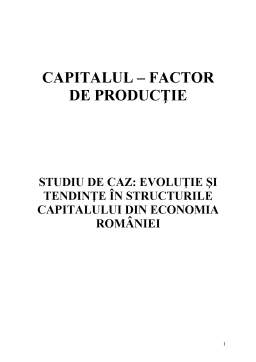 Proiect - Capitalul - Factor de Producție