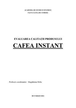 Proiect - Evaluarea calității cafelei instant