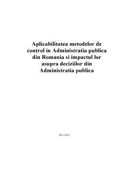 Proiect - Metode de control în administrația publică din România