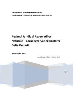 Referat - Regimul juridic al rezervațiilor naturale - cazul Rezervației Biosferei Delta Dunării