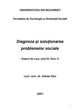 Curs - Diagnoza și Soluționarea Problemelor Sociale