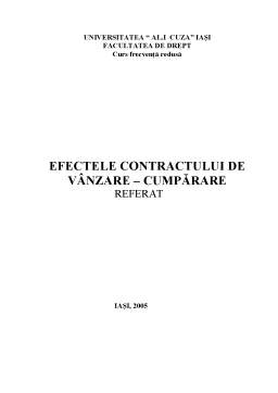 Referat - Efectele contractului de vânzare-cumpărare