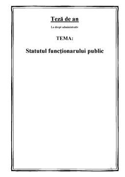 Proiect - Statutul funcționarului public în Republica Moldova