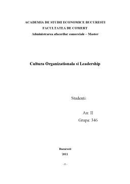 Proiect - Cultură organizațională și leadership