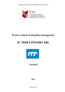 Proiect - Plan de Management la SC Mob Confort SRL