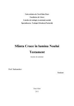 Seminar - Sfânta Cruce în Lumina Noului Testament