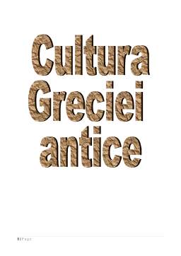 Proiect - Cultura Greciei Antice
