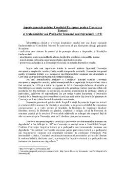 Proiect - Comitetul European Pentru Prevenirea Torturii și Tratamentelor sau Pedepselor Inumane