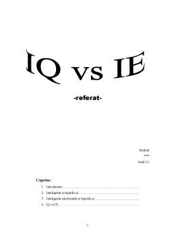 Referat - IQ vs IE (inteligență mentală vs inteligență emotională)