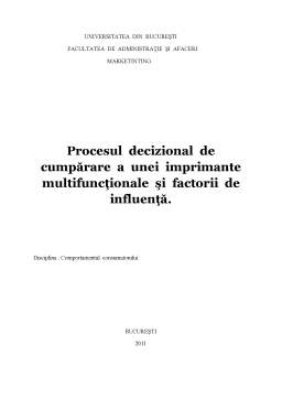 Proiect - Procesul Decizional de Cumpărare a unei Imprimante Multifuncționale