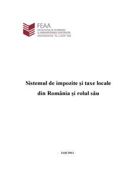 Proiect - Sistemul de Impozite și Taxe Locale din România și Rolul Său
