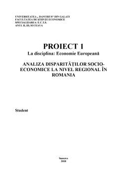 Proiect - Analiza Disparităților socio-economice la Nivel Regional în România