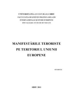 Proiect - Manifestările Teroriste pe Teritoriul Uniunii Europene