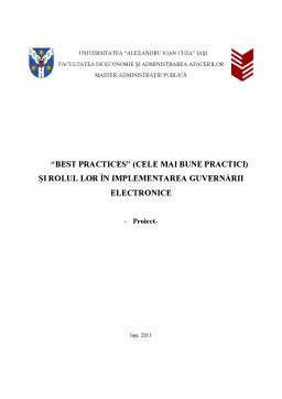 Proiect - Best practices (cele mai bune practici) și rolul lor în implementarea guvernării electronice
