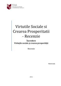 Referat - Virtuțile sociale și crearea prosperității - recenzie