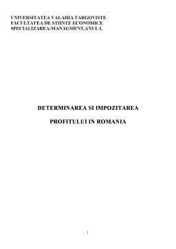 Referat - Determinarea și Impozitarea Profitului în România